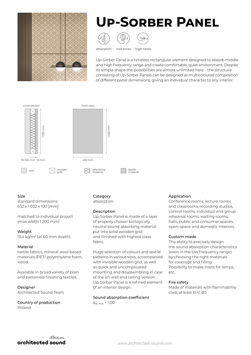 Architected Sound Up-Sorber Wall sound absorbing panel - Thumbnail cover of product sheet
