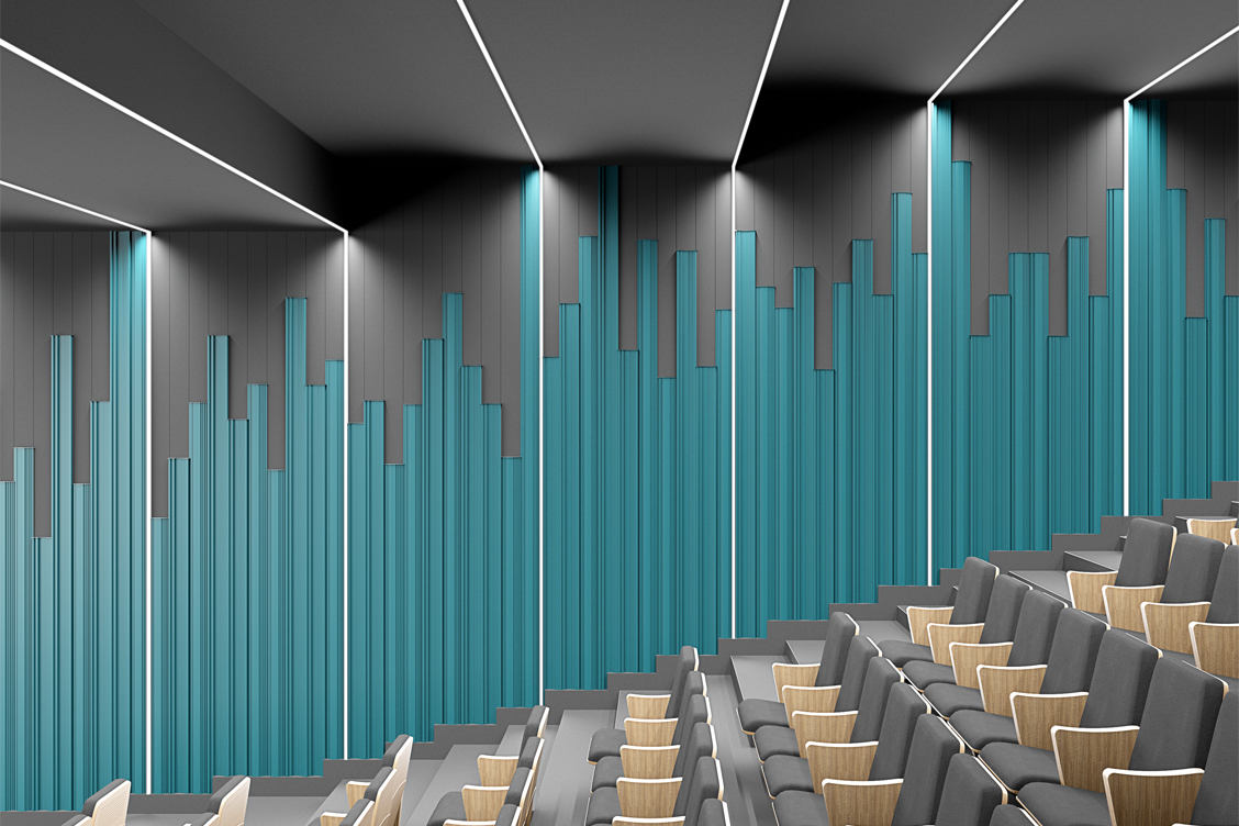 Aula wykładowa z zastosowaniem dyfuzora akustycznego OptiDi