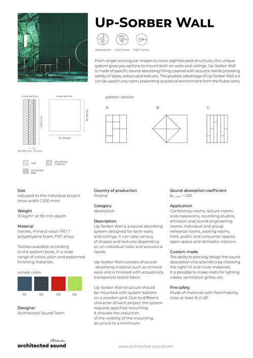 Architected Sound Up-Sorber Wall sound absorbing system - Thumbnail cover of product sheet