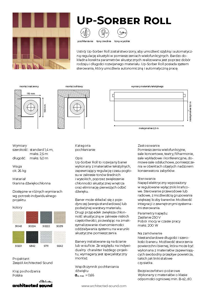 Miniaturka okładki karty katalogowej panelu akustycznego Up Sorber Roll