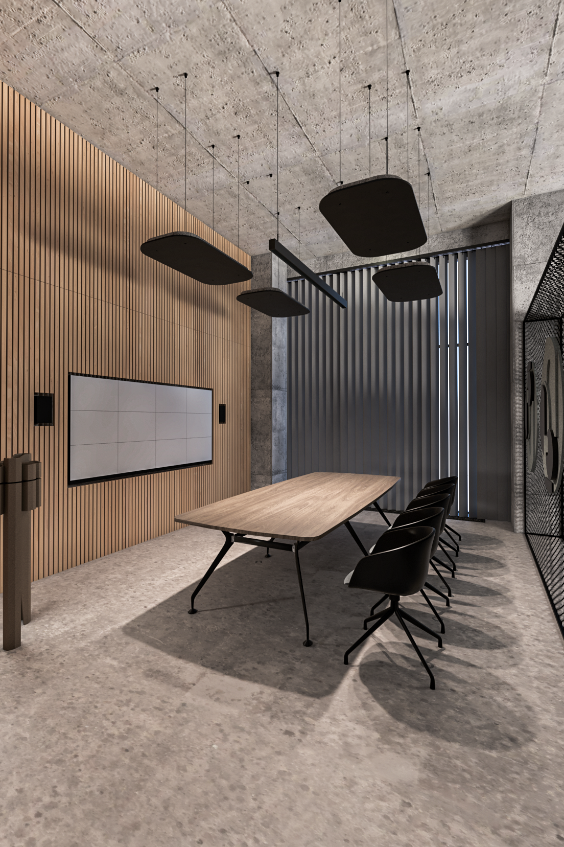 Sound absorbing acoustic islands on the ceiling
